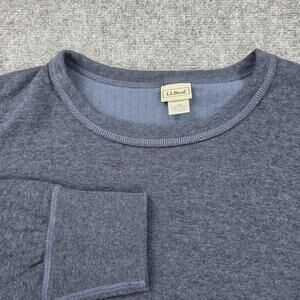 LL Bean Shirt Mens Large Blue Wool Cotton Crewneck Double Base Layer Outdoor